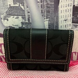 Coach Black Wallet with Signature Pattern